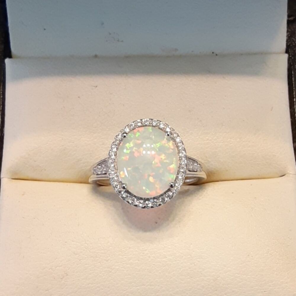 3.50ctw Lab Created Opal Platinum/925 - Picture 2 of 8
